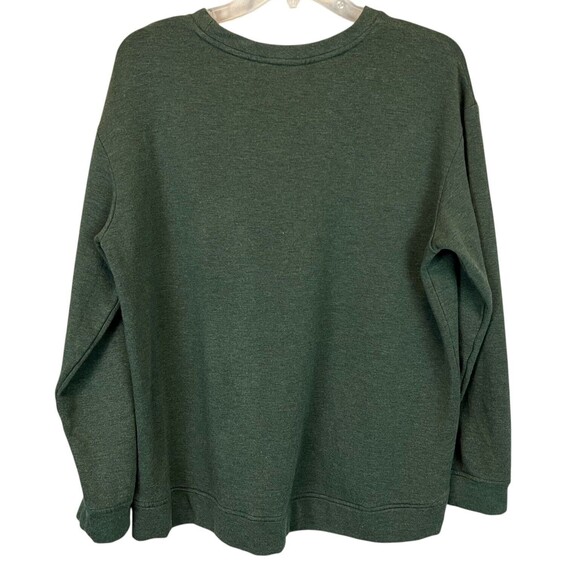 Orvis Cozy Crewneck Long Sleeve Pullover  Size L  Green Heather Fleece Top - Picture 3 of 8